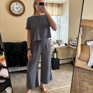 Wide-Leg Jumpsuit Set | Size M | Dark blue grey